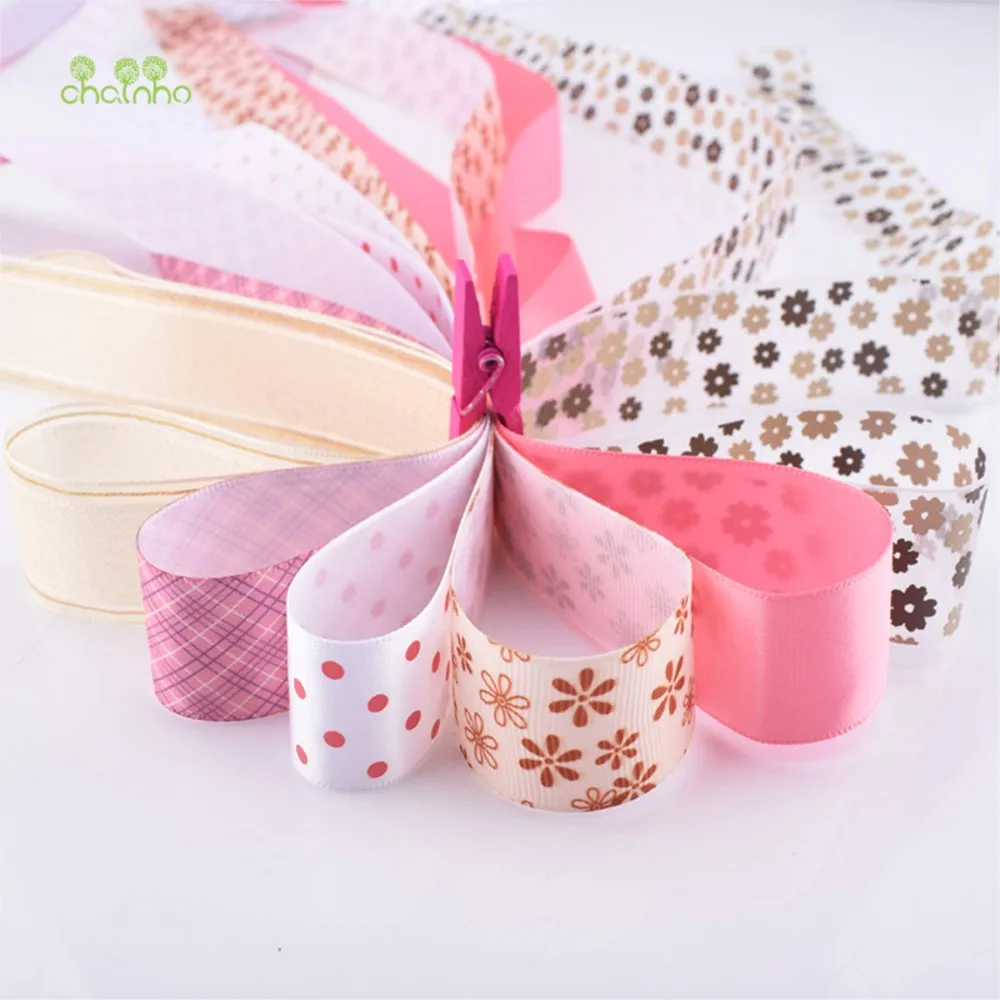 Chainho,Pink Ribbon Set,DIY Handmade Hair Ornament Material,Mix 20 Designs,Gifts Crafts Packing Accessory,1 Yard Per Piece,RB36