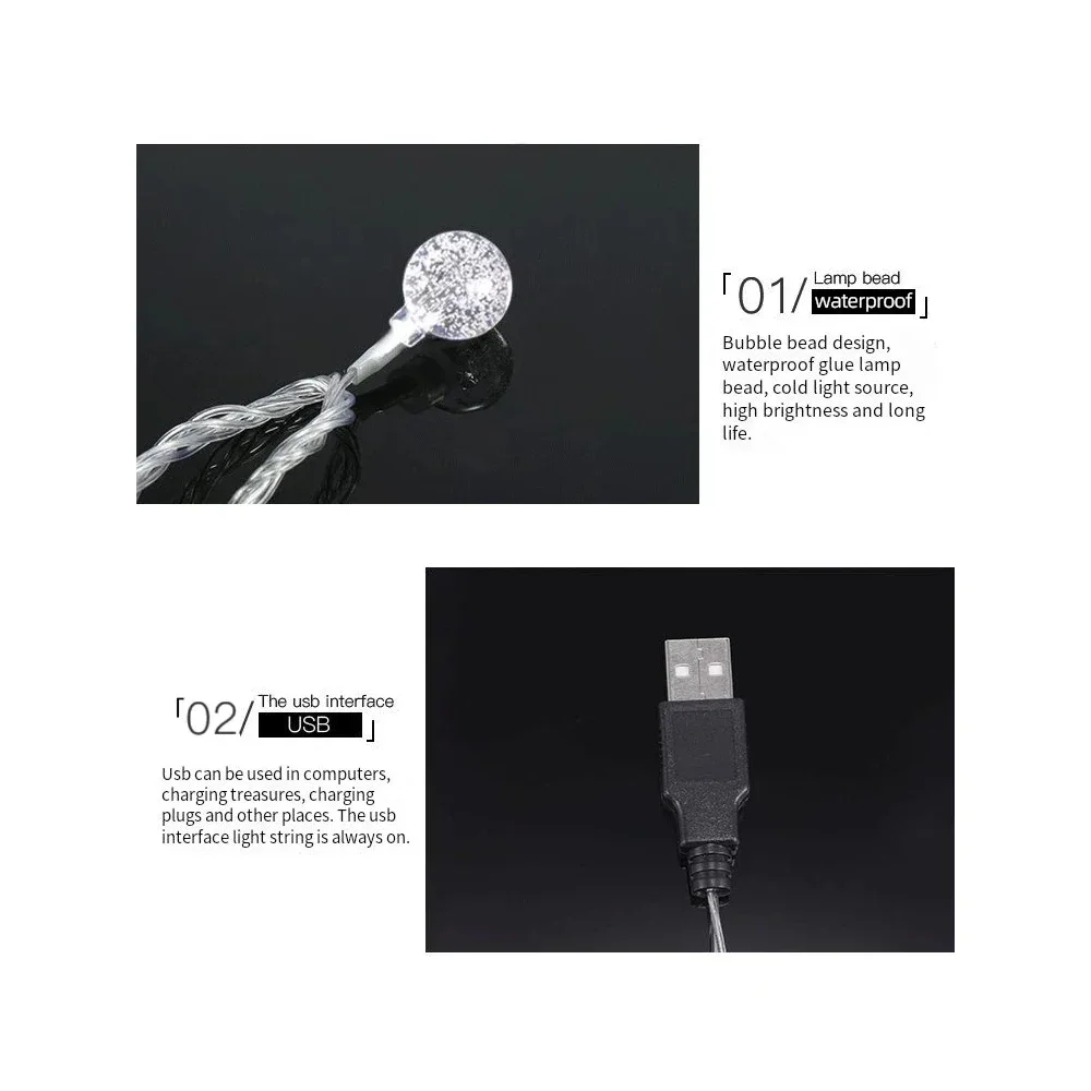 LED String Lights 6 M USB/Battery Power Ball Garland Lights Waterproof For Outdoor Wedding Garden Christmas Decor