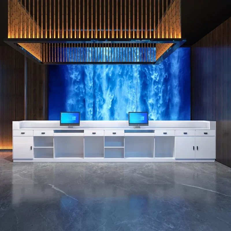 Business Checkout Counter Reception Desk Luxury Workbench Hotel Front Desk Reception Counter KTV Bar Bancone Furniture
