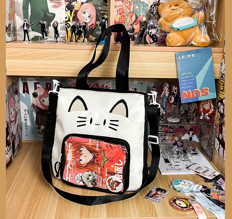 Y2K Nette Katze Ita Schulter Tasche Große Kapazität Frauen Casual Umhängetasche Kawaii Mädchen Transparente Tasche DIY Display Nylon Handtasche – Detail 39