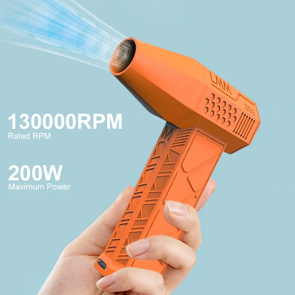 130000 RPM 터보 송풍기 제트 선풍기, 2600mAh, 강력한 전기 먼지 송풍기, USB 충전식 휴대용 터보 제트 선풍기, 가정용 야외 자동차