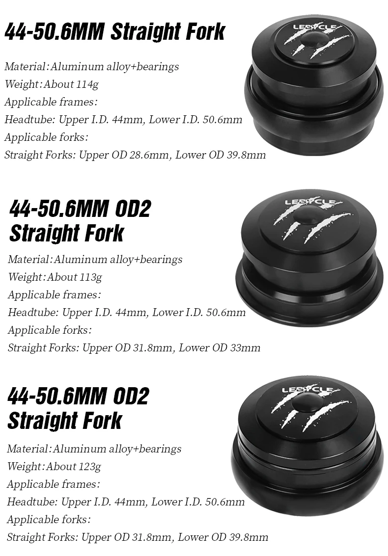 LEBYCLE MTB-Fahrrad-Headset 28,6 mm Gewindelose gerade Rohrgabel CNC 1-1/8 Zoll 34 mm abgedichtetes Lager 44 mm halbintegriertes Headset – Detail 6