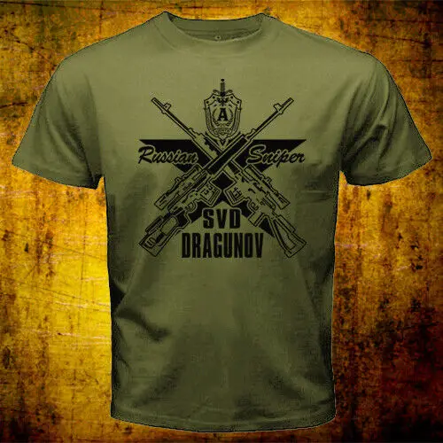 Mens T Shirt Summer Cotton Short Sleeve O-Neck SVD Dragunov Russian Spetsnaz Alpha Group Sniper Rifle S-3XL