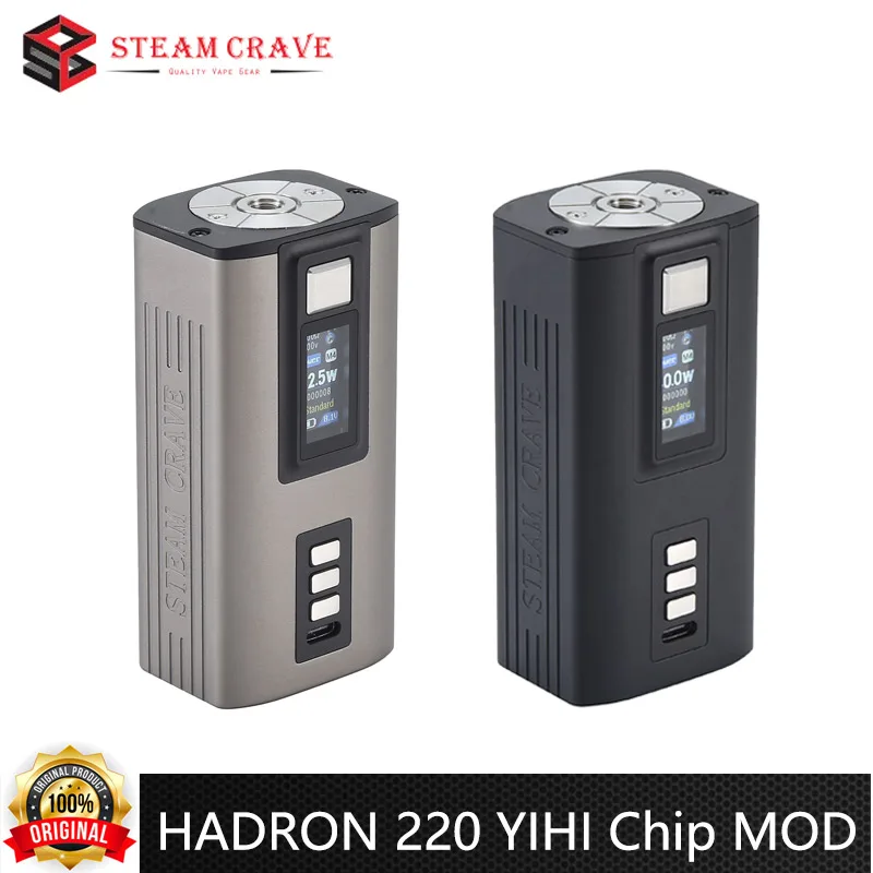 

Original Steam Crave HADRON 220 YIHI Chip Box MOD 200W LCD Display By Dual 21700 Battery Fit 25-30mm Diameter Atomizer Vape Mod