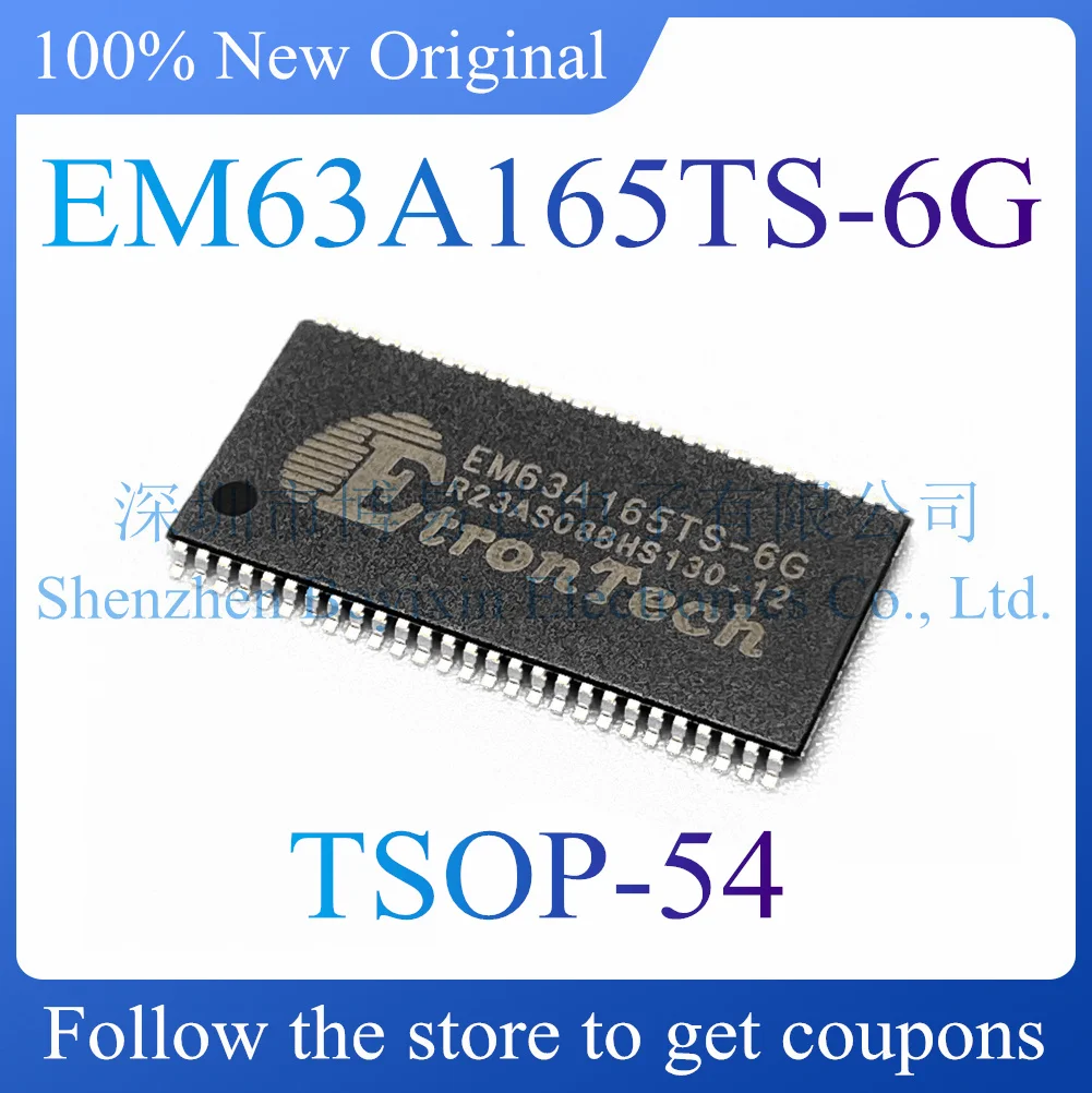 NEW EM63A165TS-6G.Original genuine synchronous dynamic random access memory (SDRAM) chip. Package TSOP-54