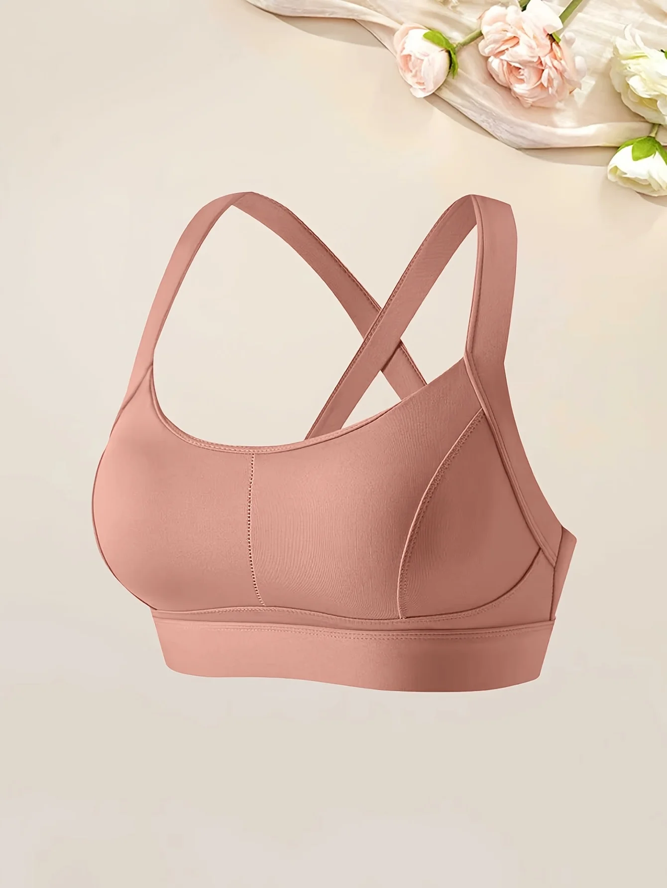 1pc women's sports bra fitness integrated cross back bra yoga vest sports bra 2