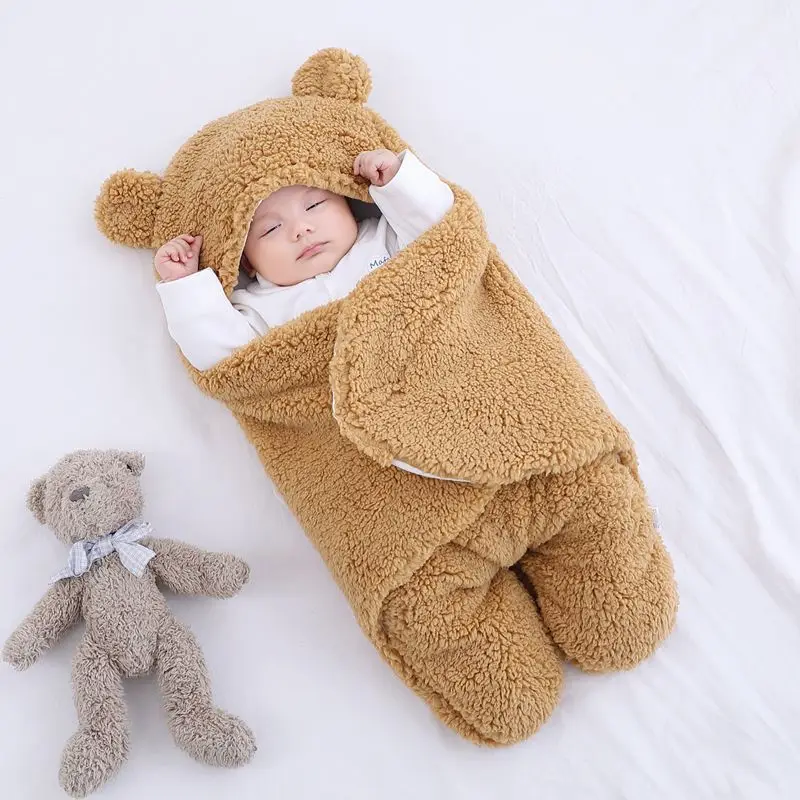 Утолщенный спальный мешок для новорожденных кокон зимний 3M-9M Детский конверт