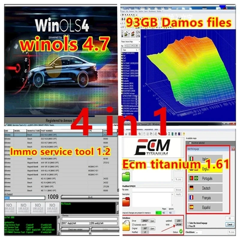 

Winols 4,7 программное обеспечение + 93 ГБ WINOLS DAMOS map acks, новые 2022 2021 2020 чип-карты, файлы immo, инструмент обслуживания v1.2 ECM TITANIUM