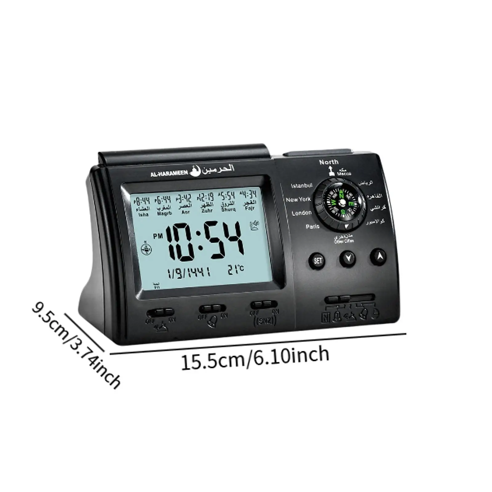 Azan Alarm Clock Gift Temperature Backlight Function Digital Muslim Prayer Alarm for Home Indoor Living Room Office Study Room