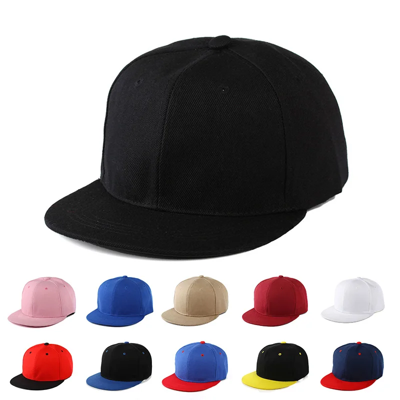 FashionSolidBaseballCapFlatPeakHipHopHatsMenWomenSnapback