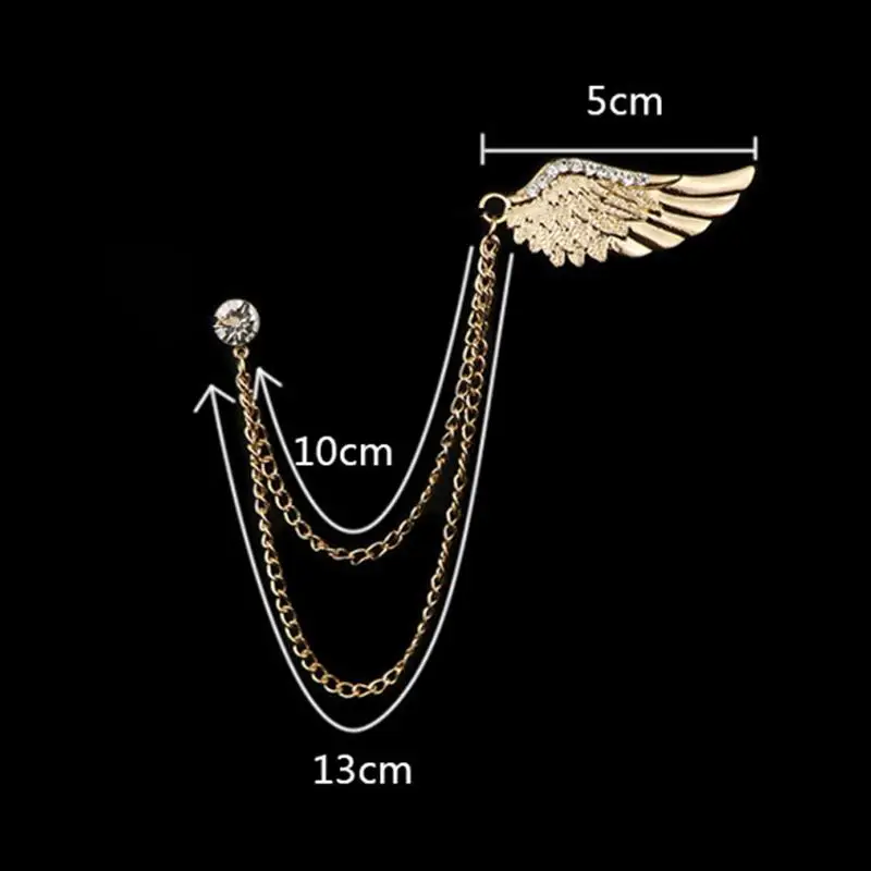 Engelsflügel-Quastenketten-Anstecknadel, luxuriöse Metallfeder-Unisex-Brosche, Schmuckgeschenke für Männer und Frauen – Detail 1