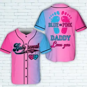 Baby Reveal Baseball Jersey Personalized Blue Pink Gender Reveal Team Boy Girl Jersey Party Shirt Sports Apparel Fans