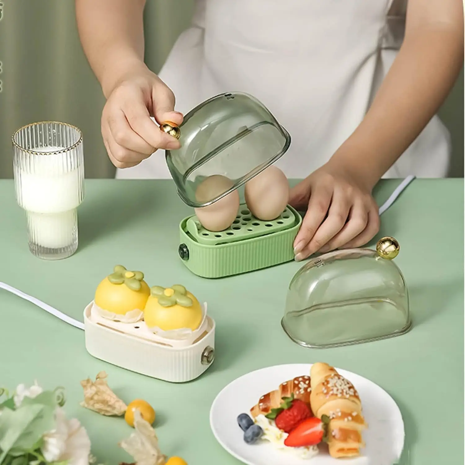 جهاز طهي البيض الكهربائي الصغير متعدد الوظائف، جها...