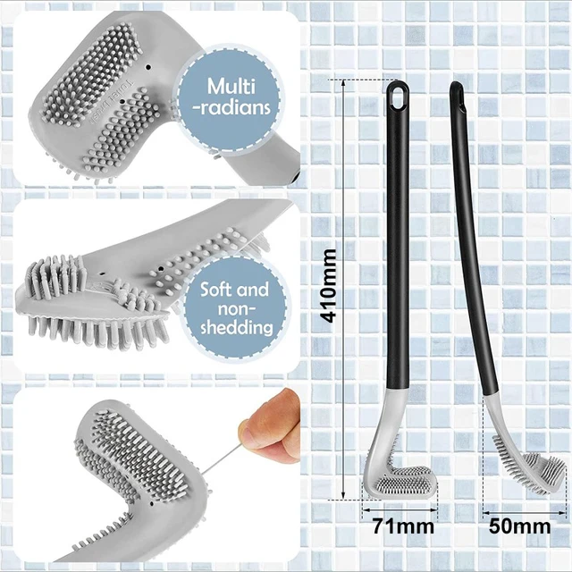 Szilikon Wc -Kefe Tartó Golfkefével Fejtisztító Kefe Falra Hosszú Fogantyú Fürdőszoba Kiegészítők - Image 5