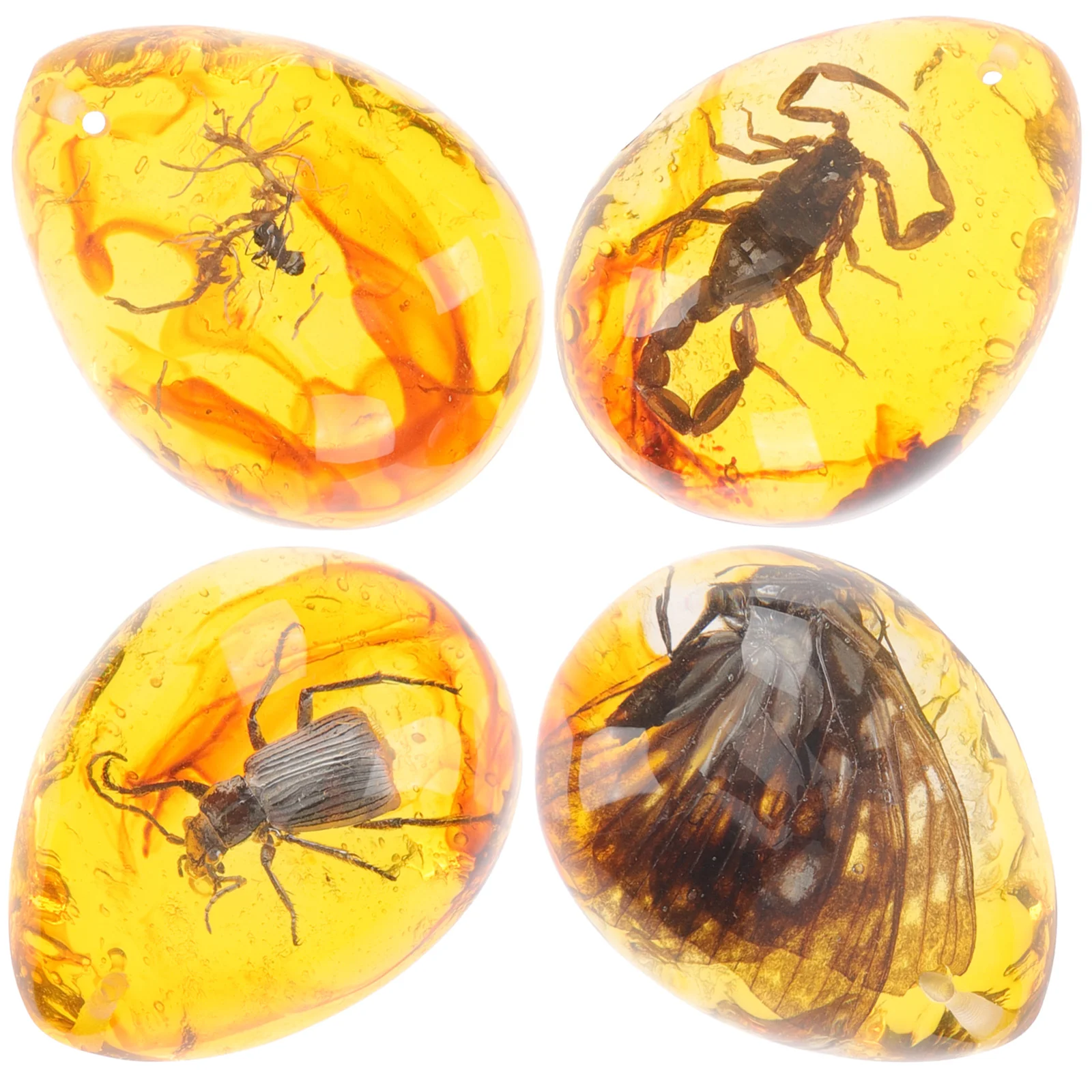 

4 Pcs Insect Amber Specimen Resin Pendants Crafts Insects Decor Charms Decorative Bug DIY