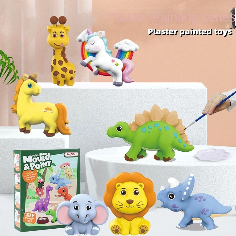 

Children Paint Gypsum Diy Creativity Scrawl Set Gift For Boys Girls Cartoon Animal Car Starry Sky Style Painting Crafts