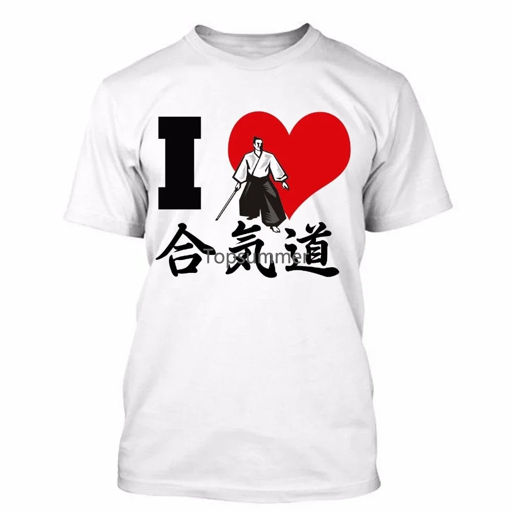

T-Shirts 2019 New Brand Clothes Slim Fit Printing Men Tee Shirt I Love Aikido Japan Martial Artser Funny Graphic Shirts