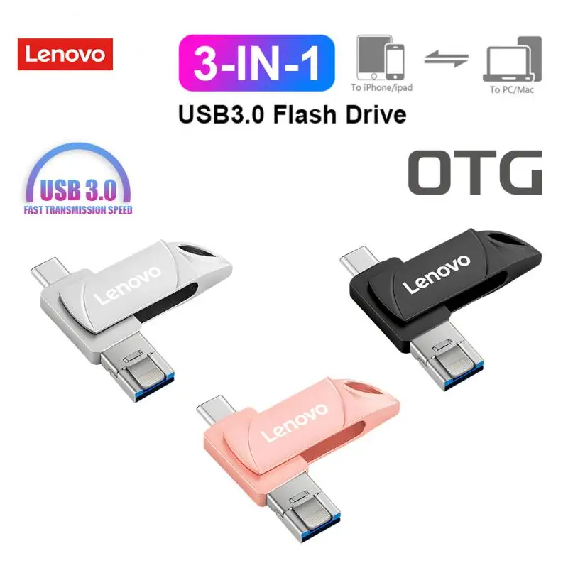 Lenovo Usb Flash Driver 2Tb Ad Alta Velocità 1Tb Usb 3.0 Pendrive Type-C Otg Key Usb Stick Pen Drive Regalo Per Iphone 14 Pro/Ipad/Mac
