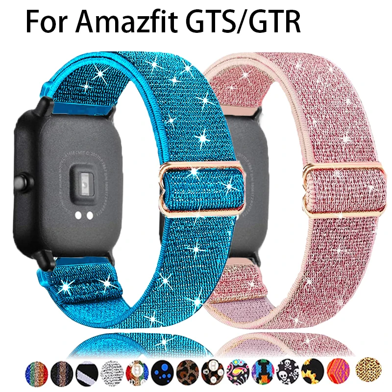 Ремешок 20/22 мм для часов Amazfit GTS-GTR-4-3-2-2e-Mini-Pro-stratos 3, регулируемый эластичный нейлоновый браслет Amazfit bip-U-S-3-pro band ремешок для часов 20 мм 22 мм для amazfit gts 2 2e 4 3 mini gtr 4 2 3 pro 47 мм нейлоновый браслет stratos 3 браслет для amazfit ремешок bip