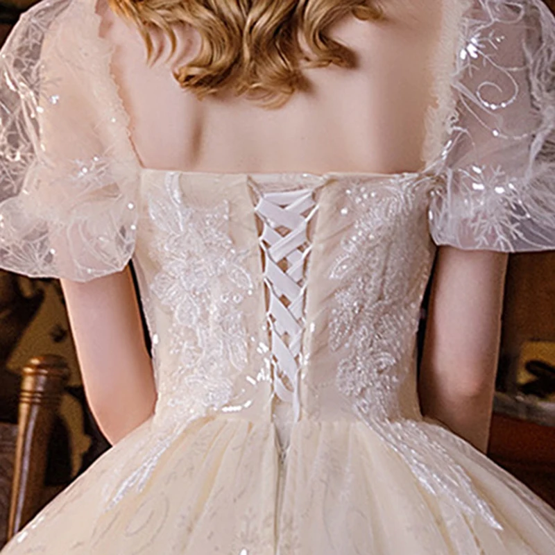 2023 New Queen Princess Party Dress Bridal Wedding Evening Dress French Elegant Women Short Sleeves Extra Large