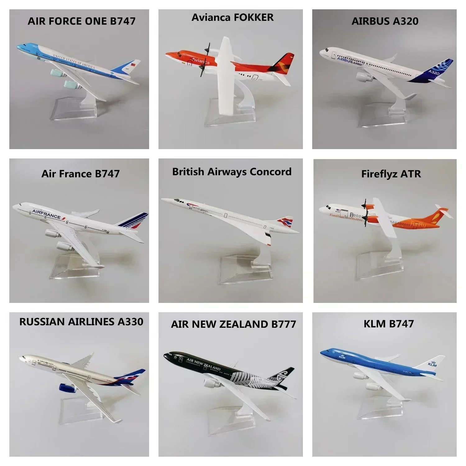 

Lufthansa Korean Russian France Israel KLM Brazil Spain USA Canada ANA A380 A340 A350 B737 B747 B787 Plane Model Airplane 16cm