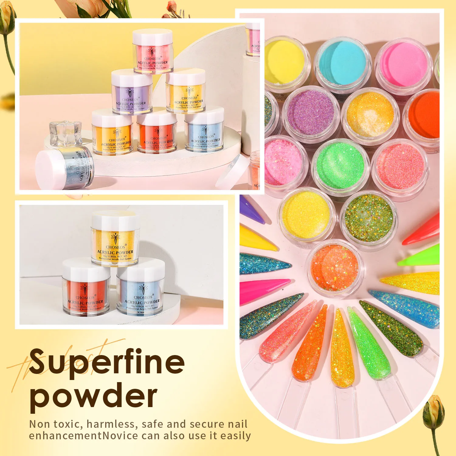 20 Color Acrylic Nail Powder Set, Fine Glitter, Ideal For Women Party Favors 2