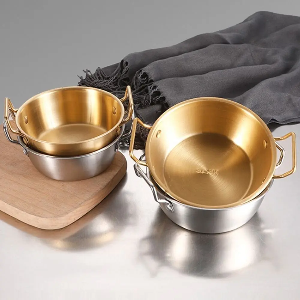 Stainless Steel Bowl 1Pcs with Handle Food Serving Korean Cuisine Sauce Seasoning Dish Kitchen Tableware