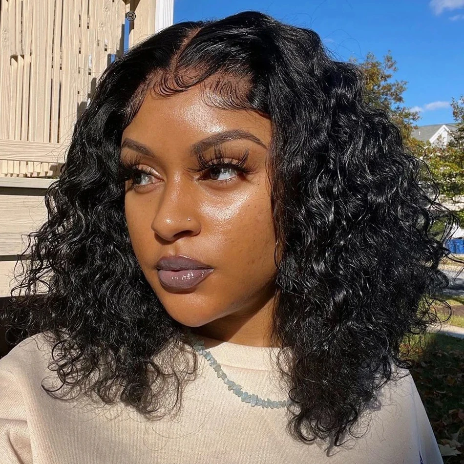 

Bob Wigs Human Hair Curly Lace Front Wig 13x4 Transparent Lace Wig For Women 4x4 Closure Wig Short Bob Human Hair Wig
