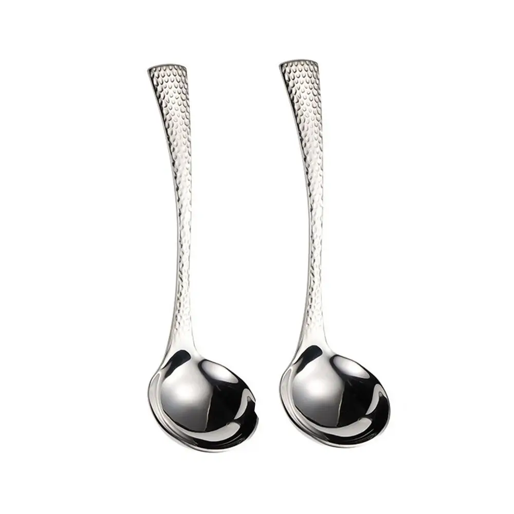 

2 Pcs 304 Stainless Steel Ladle Spoon New Comfortable Handle Mirror Polished Large Serving Spoon Silver Soup Ladles Restaurant