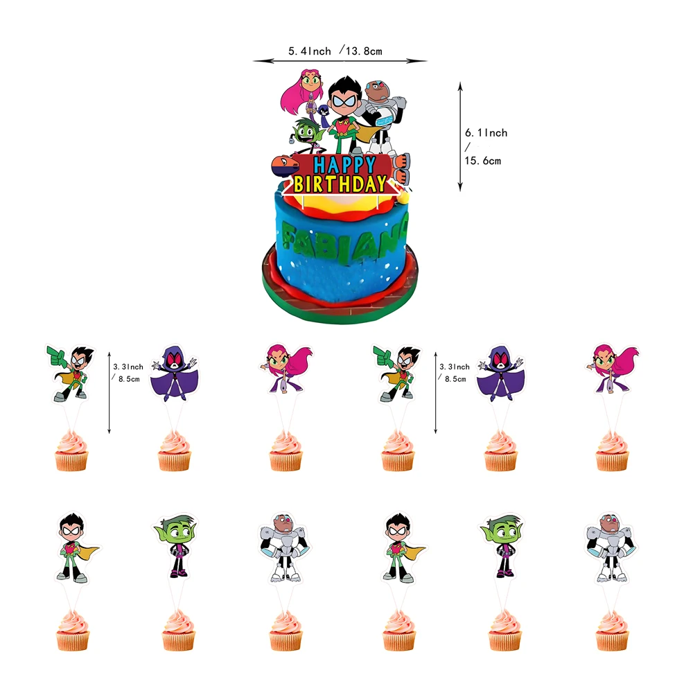 For Kids Boys Adult Teen Titans Birthday Theme Party Supplies Cupcake Deco Banner Flag Balloon