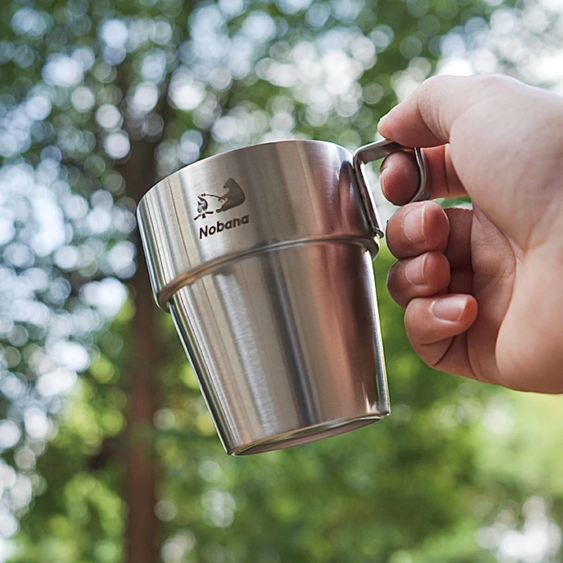 Outdoor Stainless Steel Double-Layer Water Cup, Camping Portable Insulated Cup, Coffee Cup, 4 or 6 Pcs Set 4