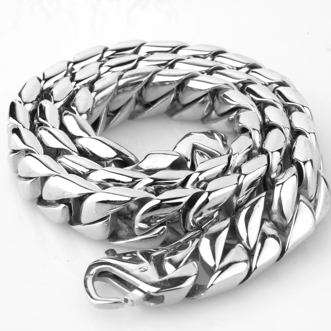 16MM Punk Heavy Polished Stainless Steel Necklace Men Curb Cuban Link Chain Necklaces Choker Jewelry