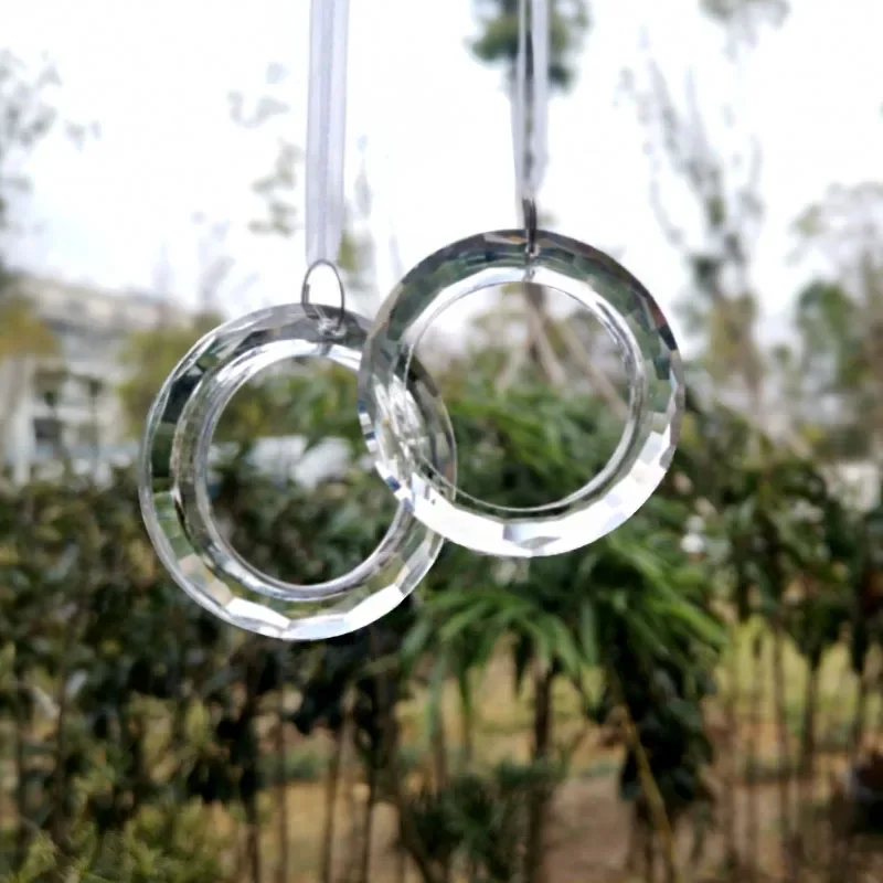 Clear Ring Circle Crystals Prism Glass Suncatcher Chandelier Prisms Parts Drops Hanging Crystals Sun Catcher Pendant