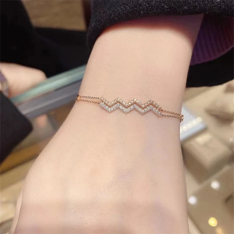 

European and American Fashion Crystal Geometry Bracelet for Women Stainless Steel Charm Bracelet Girls Jewelry Accessories Gift