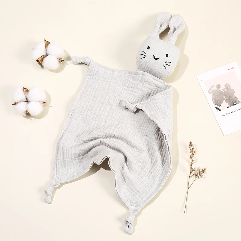 Adorable Cotton Muslin Baby Comforter Blanket & Burp Cloth Set