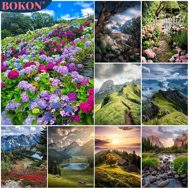 

Scenery 5D Diamond Painting Flowers Alpine DIY Diamond Painting Mosaic Full Diamond Embroidery Painting Home Decor Gift