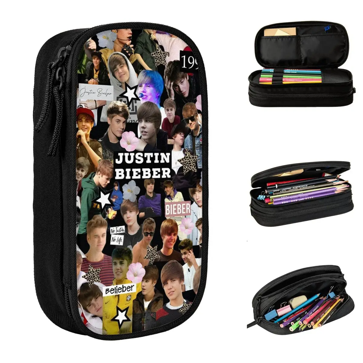 Classic Justins Biebers Music Pencil Cases Pencil Pouch Pen for Girls Boys Big Capacity Bags School Supplies Zipper Stationery