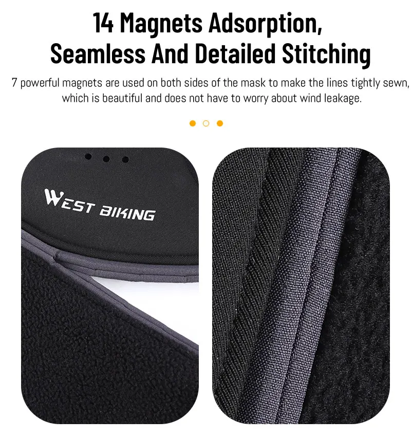 WEST BIKING Magnetische Thermomaske für den Winter, winddicht, warm, Sturmhaube, Outdoor-Sport, Skifahren, Wandern, atmungsaktiv, Radfahren, Kopfbedeckung – Detail 7