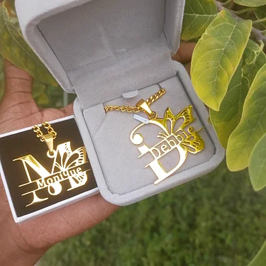 

Custom Chain Butterfly Name Necklace Stainless Steel Big First Letter Nameplate Choker Initial Necklaces For Women Best Gifts