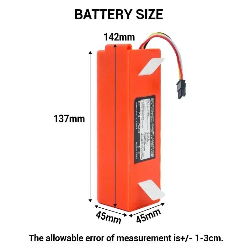 Original 14.4V Li-ion Battery Robotic Vacuum Cleaner Replacement Battery for Xiaomi Robot Roborock S50 S51 S55 Accessory Spare