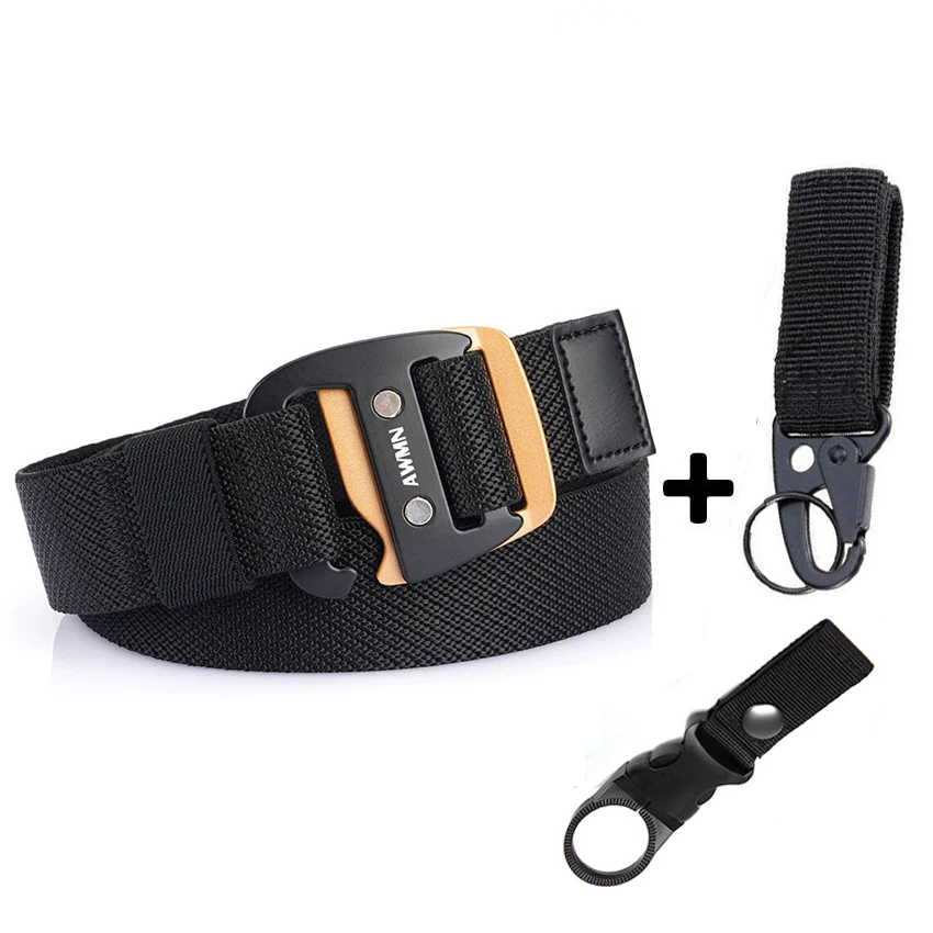 men's belts for jeans New Men's Elastic Belt For Jeans Pants Metal Buckle Casual Nylon Belt Wear-resistant Woven Stretch Outdoor Sports Accessories belts designer Belts