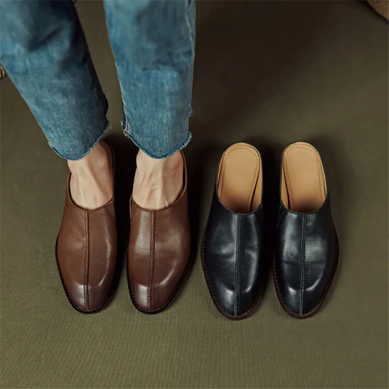 

Мюли женские с круглым носком, кроссовки на массивном каблуке, тапки с закрытым носком, летняя обувь