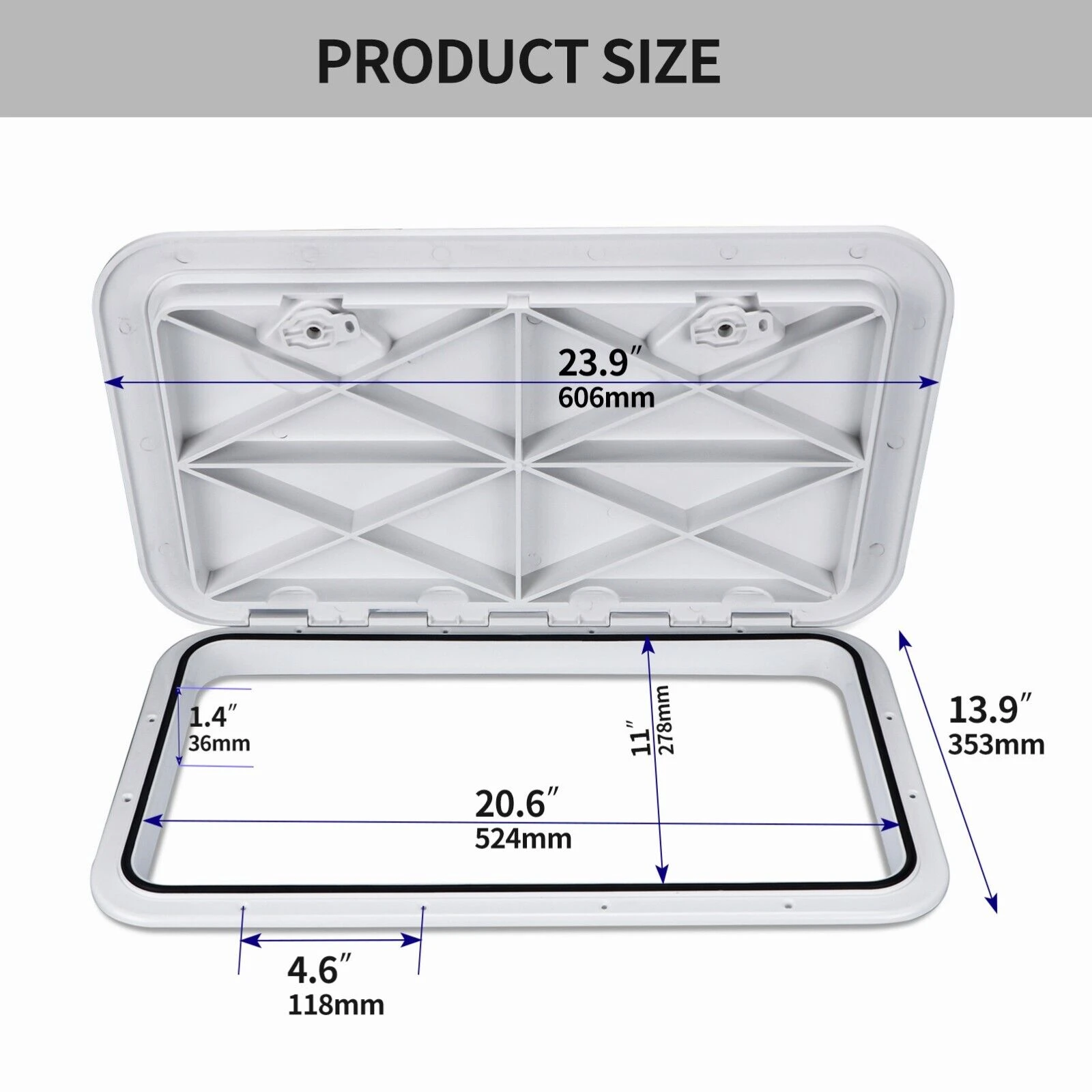 Boat Accessories 24"x14" ABS Deck Access Hatch Cover For Marine Boat yacht RV Watertight Anti UV