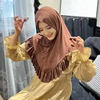 Eid Muslim Ruffles Khimar Women Instant Scarf Hijab Islamic Prayer Headwraps Shawl One Piece Amira Turban Arab Pull On Headscarf