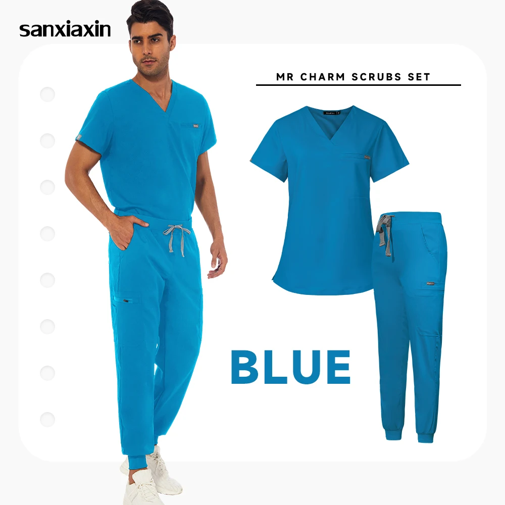 Scrubs Uniform For Men Nurse Workwear Scrub Set Essential Top Pant
