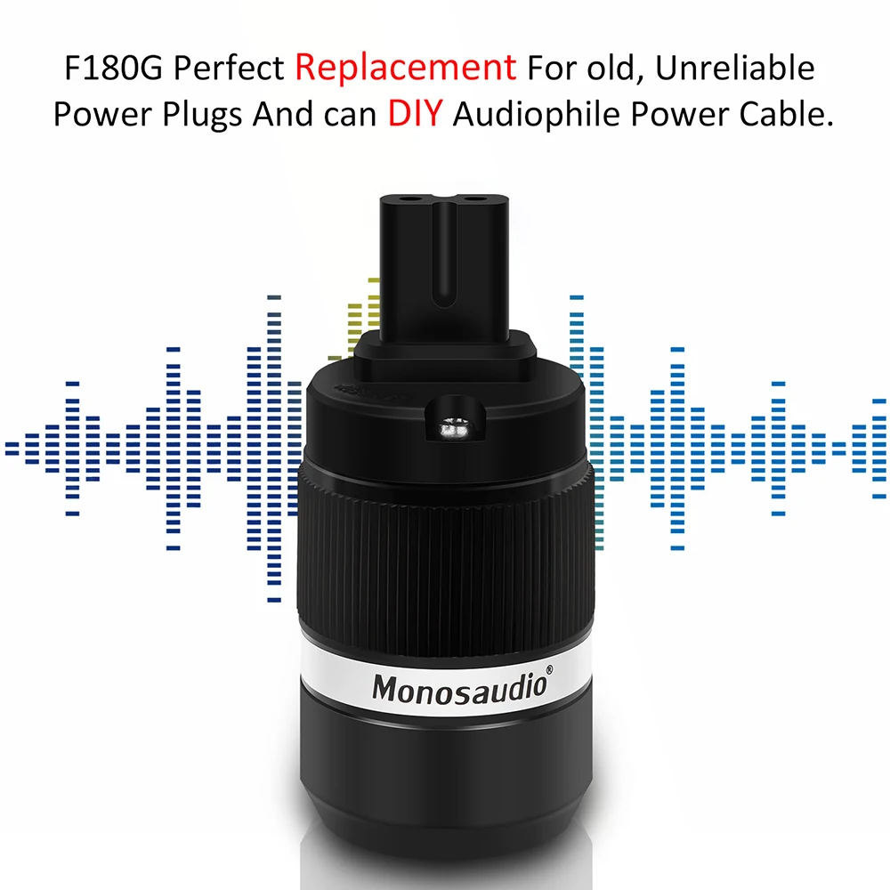 Monosaudio F180 그림 8 순수 구리 전원 플러그, 25A/250V 암 전원 커넥터, IEC320 C7 메인 암 전원 잭