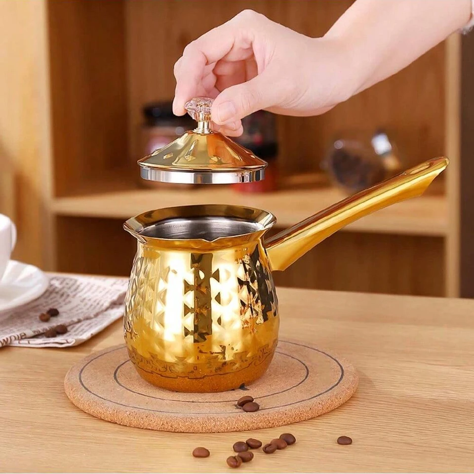 Cafetera Turca De Metal - Para Estufa, Con Mango De Madera Y Diseño Vintage | Ideal Para Café Árabe, Griego O Cócteles