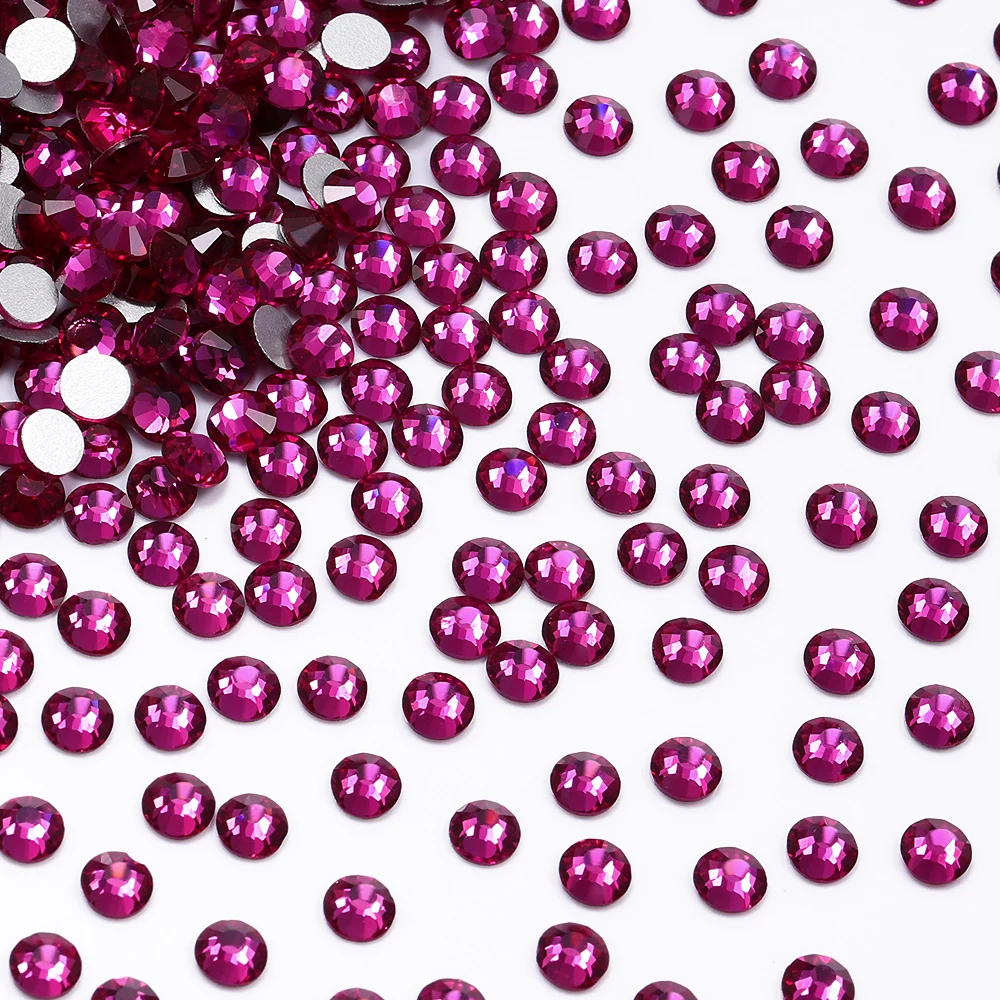 QIIY SS3-SS60 Rote Serie Glas-Strasssteine, superheller Kristall, rund, nicht Hotfix, flache Rückseite, zum Aufkleben auf 3D-Steinen für DIY-Nagelkunst – Detail 26