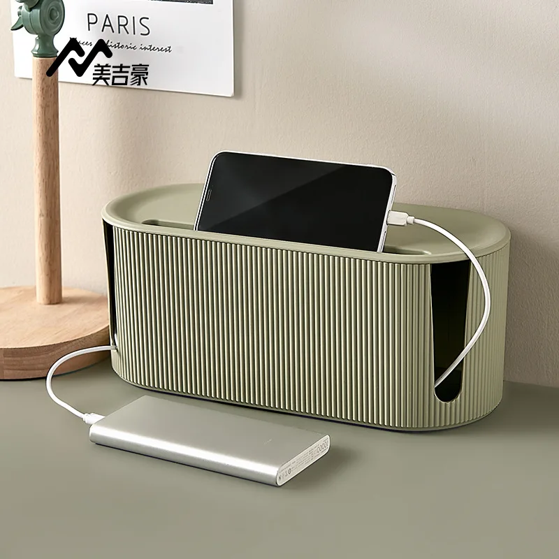 Étagère De Rangement Pour Routeur WiFi En Bois - Avec Porte, Cache Câbles, Pour Salon Ou Bureau - 3