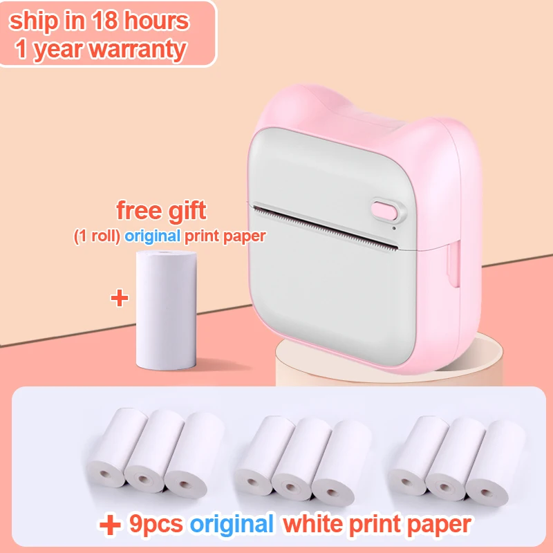 mini inkless printer Portable Thermal Printer Mini Printer Paper Photo Pocket Printer 57mm Printing Wireless BT 203dpi Android IOS Thermal Printers mini photo printer for mobile Printers